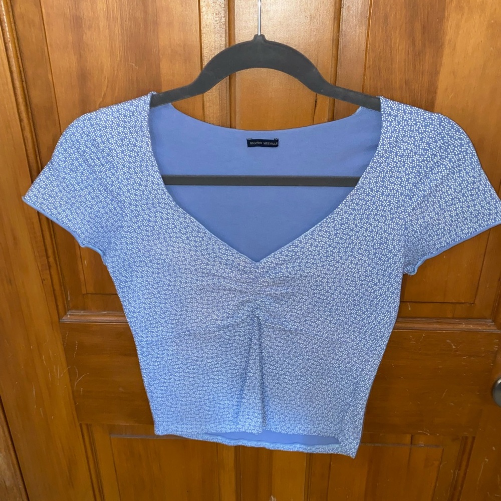 Brandy Melville Lavender Floral Pattern Crop Top